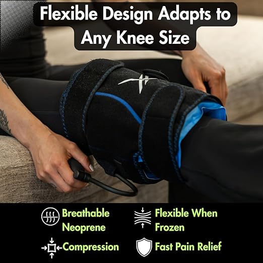 Ice Knee Wrap with Cold Compression - Adjustable Knee Ice Pack Brace with Hot & Cold Gel Therapy - Support for Pain Relief, Surgery Recovery, Arthritis & Sports Injuries