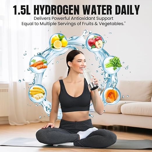 Hydrogen Water Bottle – Portable SPE/PEM Electrolysis Bottle, USB-Rechargeable, Antioxidant Rich H₂ Water for Hydration, Energy & Skin Health