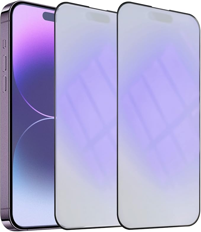 2 Pack Matte Anti-Blue Light Eye Protection Screen Protector for iPhone 14 Pro, Anti-Glare Blue-Light Blocking Tempered Glass Film 6.1", Scratch Resistant, Anti-Fingerprints, Full Coverage