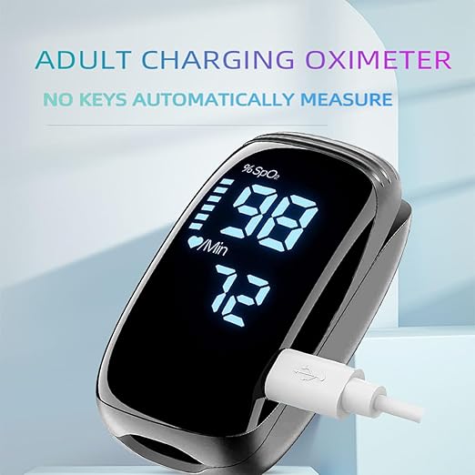 Finger Pulse Oximeter, Fingertip Blood Oxygen Saturation with Pulse Monitor, Oximeter with Lanyard, Pulse Oximeter for Sport and aviation use (black)