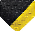 Wearwell Diamond-Plate Select Mat - Black/Yellow. Anti-Fatigue Workstation Mat. 2' W x 3' L x 9/16" Thickness. PVC Vinyl Surface with PVC Sponge. For Dry Industrial Use (495.916x2x3BYL)