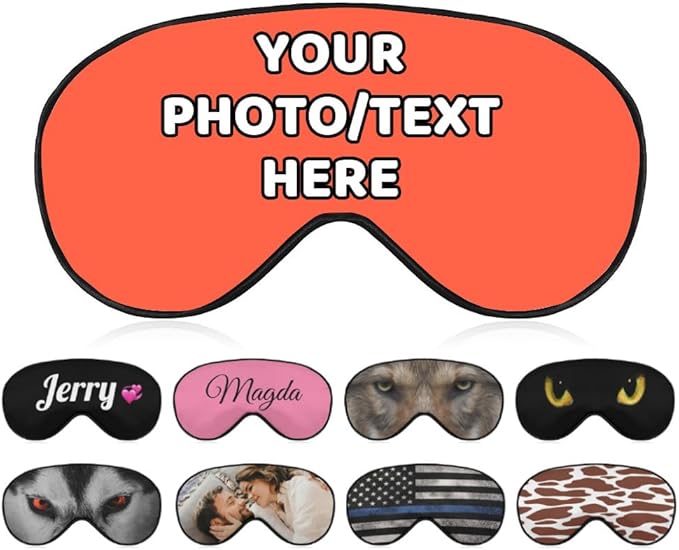 AMAPARK Personalized Sleeping Eye Mask for Wedding Birthday Anniversary Party Design Your Own Sleep Masks Add Photo Text Logo Customized Funny Gift, Tomato