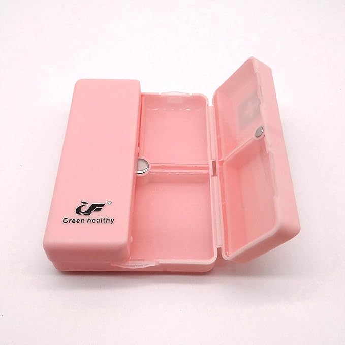Daily Magnetic Pill Box Organizer, 7 Tray Travel Size Medicine Case Container, Cute Small Pocket Pill Dispenser Capsule Reminder Tracker for Medication, Fish Oil, Supplement, Tablets, Pink