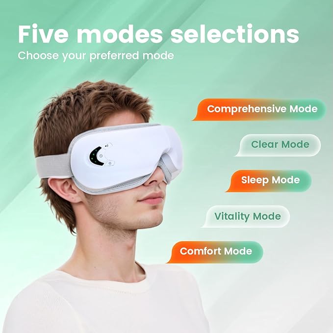 Eye Massager with Heat and Music,3 Heated Eye Mask Massge for Migraines and Dry Eyes,Women and Men Valentines Day Gifts for Him & Her. Mom and Dad Birthday Gifts.Headache Relief