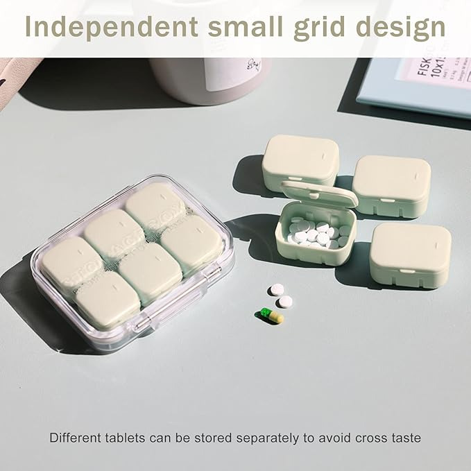 Pill Organizer SOFISO 4/6 Grid Free Assembly Travel Medicine Organizer 10 Day Pill Organizer Portable Pill Box Waterproof Pill Case Daily Medication Carry Case for Vitamins, Fish Oils, Supplements