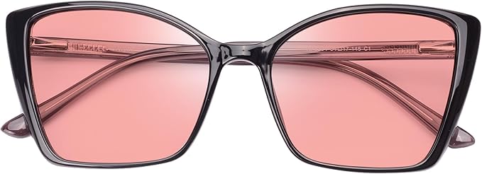 Women's Fluorescent-41 Rose Cat Eye Tinted Blue Light Blocking Glasses for Migraine, Light Sensitivity, Photophobia & LED Gaming Computer Screen Glare