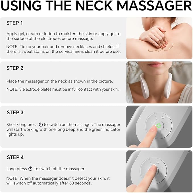 Neck Massager with Heat, Portable Cordless Travel Massager for Pain Relief Deep Tissue Vibration, Promote Muscle Relaxation Home Use