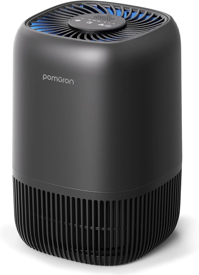 POMORON Air Purifiers for Bedroom Home, Air Filter Cleaner with Fragrance Sponge, H13 True HEPA Filter for Smoke, Allergies, Pollen, Pet Dander, Odor, Dust, Portable Air Purifier for Bedroom Office