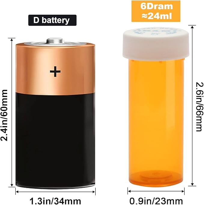 Plastic Medicine Pill Bottles with Child Resistant Caps - Push Down and Turn - Prescription Vial, Medicine Container, Pill Cases Dispenser Organizers (12pcs, 6 Dram)