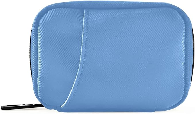 Pill Box 7 Day Pill Case Travel Pill Organizer Bag with Zipper Portable Weekly Case Compact Size for Vitamin Supplement Holder, Solid Color Sky Blue