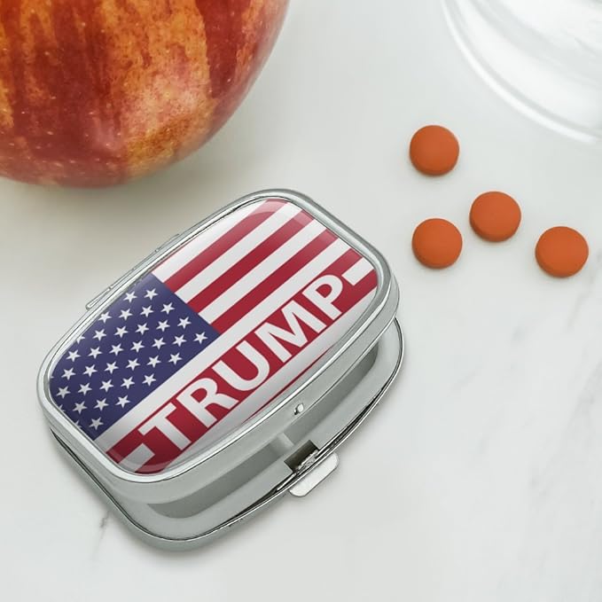 President Trump American Flag Rectangle Pill Case Trinket Gift Box