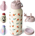 BOTTLE BOTTLE 32oz Insulated Water Bottle Stainless Steel Sport Water Bottle with Straw Dual-use Lid Design for Gym with Pill Box