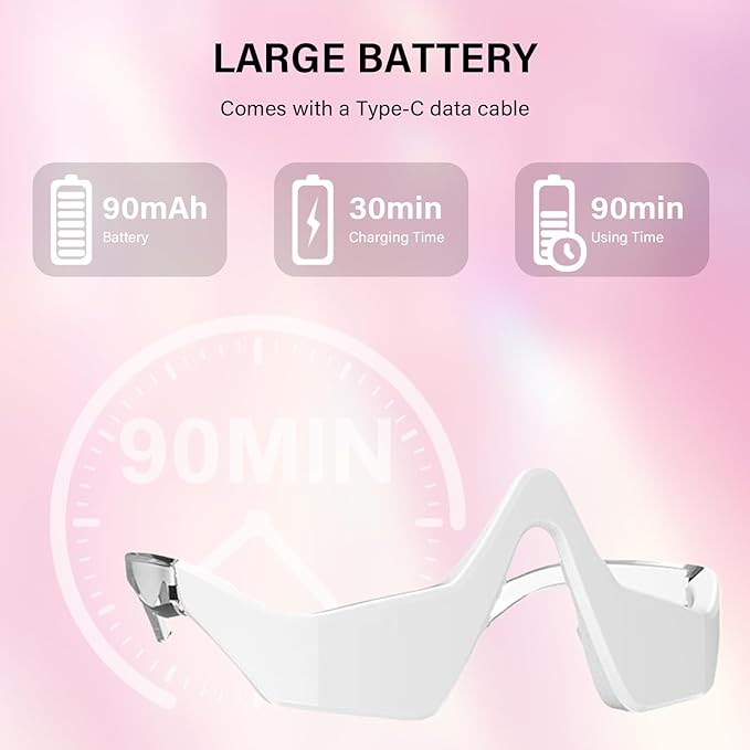 Under-Eye Red Light Therapy Device, 2 Modes Beauty Glasses Device with Eye Massage
