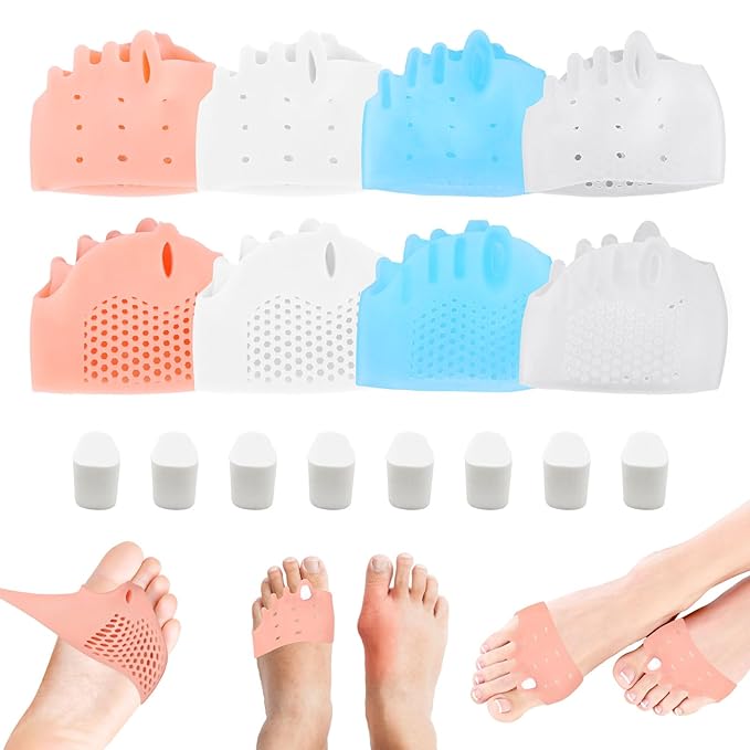 4 Pairs Silicone Toe Separators for Women & Men, 4 Colors Correct Spacers Orthotic Pads Soft Breathable Comfortable Gel Foot Pad for Straighten Overlapping Toes & Foot Alignment Tool