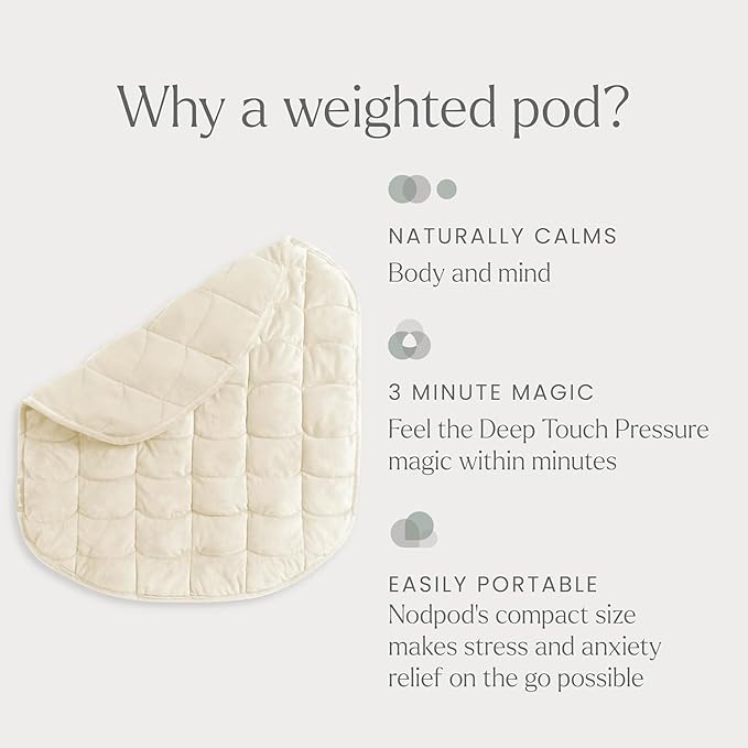 nodpod Body 6.5lb Patented Compact Weighted Blanket I Perfect for Relaxation, Sleeping & Travel l I Glass Bead Filled, Machine Washable (29" x 24") - Bone