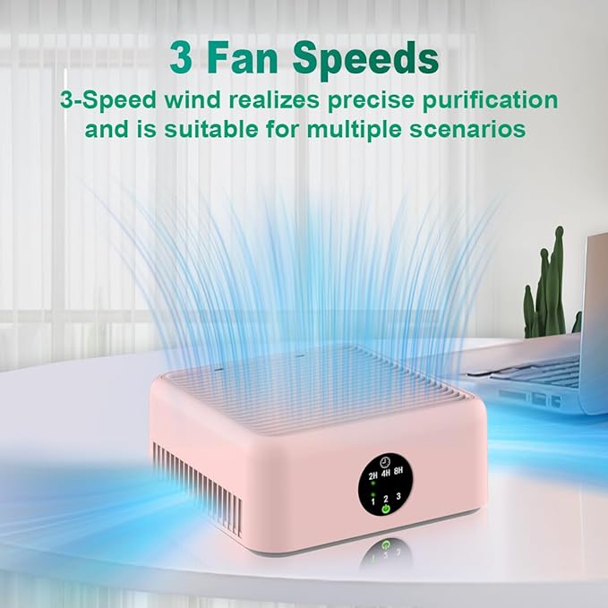 Air Purifiers for Home,True HEPA Small Air Purifier for Dorm Room, Up to 615 Ft²,15dB Quiet,for Smoke,Pollen,Odors,Portable Mini Air Purifier,Desk Air Filter for Office, RV,Bedroom,Travel (Light Pink)