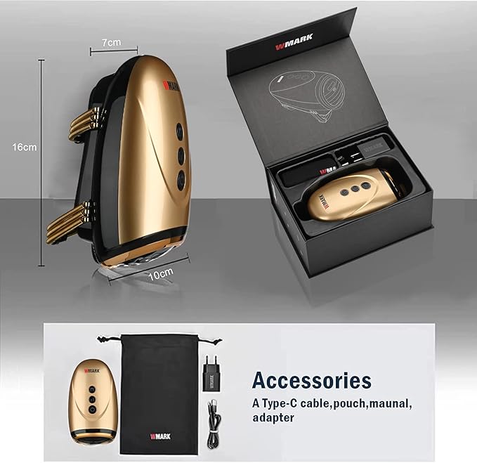 WMARK Barber Massager/Cordless Handheld Massager, Charge Neck/Legs/Hand/Face Massager, 2 Massage Nodes 2600AMH，Golden
