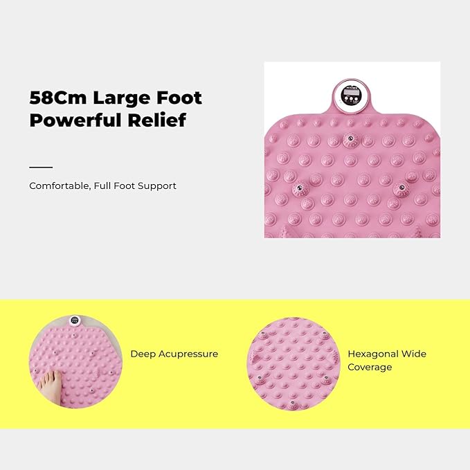 Acupressure Mat for Foot Massage, Foldable Yoga Mat for Living Room And Gym, Hexagon pink timer