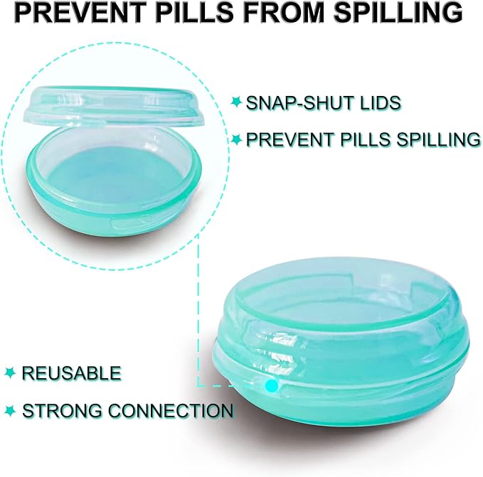 3PCS Small Pocket Daily Pill Box Organizer - Portable Travel Wallet with Individual Compartments - Compact, Convenient and Easy-to-Use Mini Pill Container for On-The-Go Medication Management (Green)