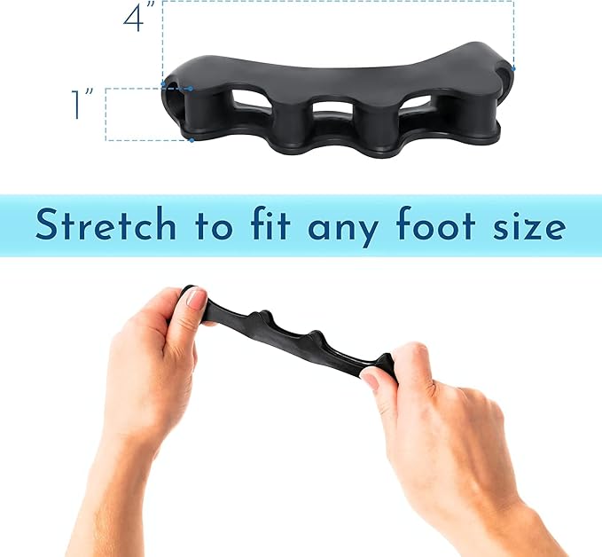 Toe Separators for Functional Fitness Athletes - Toe Straighteners for Foot Pain Relief and Plantar Fasciitis - Fix Feet - Fix Toes - Fix Bunions - Toe Spacers for Crossfit Black-A