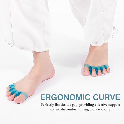2PCS Toe Spacers for Women and Men, Toe Separators for Pedicure, Bunion Corrector, Hammer Toe Straightener, Plantar Fasciitis, Toe Spreaders for Foot Pain Relief and Foot Health. (2, Blue)