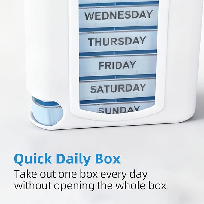 7 Day Pill Organizer 4 Times a Day Medicine Organizer Morning Noon Night Daily Pill Dispenser Stackable Weekly Pill Organizer for Home Travel