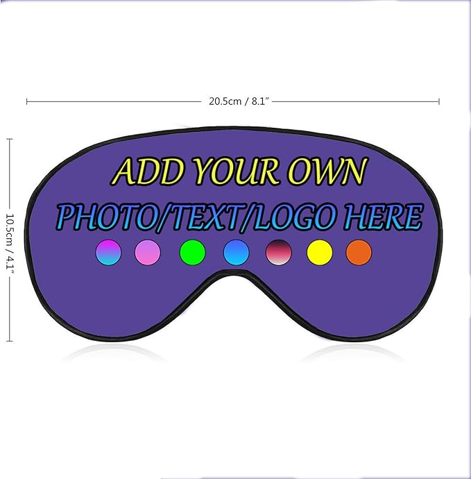 Personalized Eye Mask, Custom Eyeshade Blindfold Add Your Design Image Text Customized Eye Cover with Adjustable Strap for Sleeping Travel Work Naps Blocks Light, Lilac