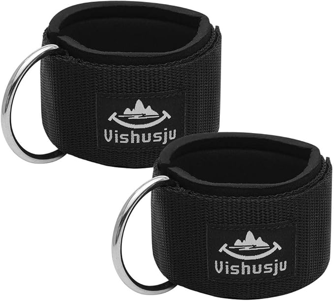 Ankle Straps Wrist Cuffs 5.5mm Neoprene Padded Large D-Ring for Cable Machines Fitness Legs Exercise Attachment Adjustable