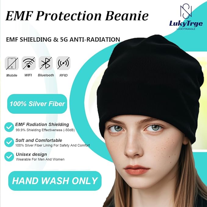 EMF Protection Beanies Cap,Unisex Faraday Hat,Microwave Blocking EMF Hat Black