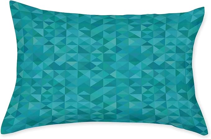 Decorative Bedding Sheet Set Twin XL Size, Teal Deep Pockets Fitted Sheet & 2 Pillow Sham Set, Geometrical Shapes Triangles Squares Modern Print Microfiber 3pc Bed Sheets Set, for Boys & Girls Bedding