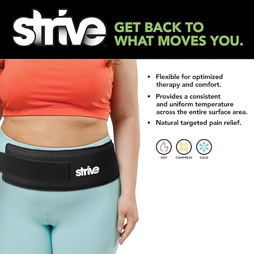 Strive Hot & Cold Therapy Compression Sleeve, Provides Soothing Relief and Support, Adjustable Compression for Comfortable Healing, Comfort Design for Injury and Muscle Recovery, Large, Black