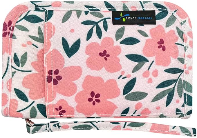 Sugar Medical Diabetes Supply Case |Diabetic Care Products | Diabetic Supplies Travel Organizer | Diabetic Supply Bag | Glucose Meter Kit | Diabetic Bags for Supplies | Glucometer Case (Luna Floral)