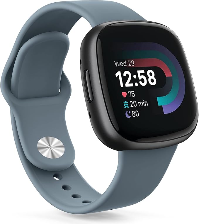 AK Silicone Bands Compatible with Fitbit Versa & Sense, Soft Straps Replacement Wristbands for Women & Men (Blue Gray)
