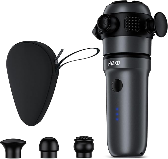 HYAKO R1 Mini Handheld Therapy Massager - Travel Deep Tissue Vibration Massage Gun Designed for Smaller Joints, Muscle Origins, Fascia Release & Trigger Points | Pocket-Sized Gift for Women & Men