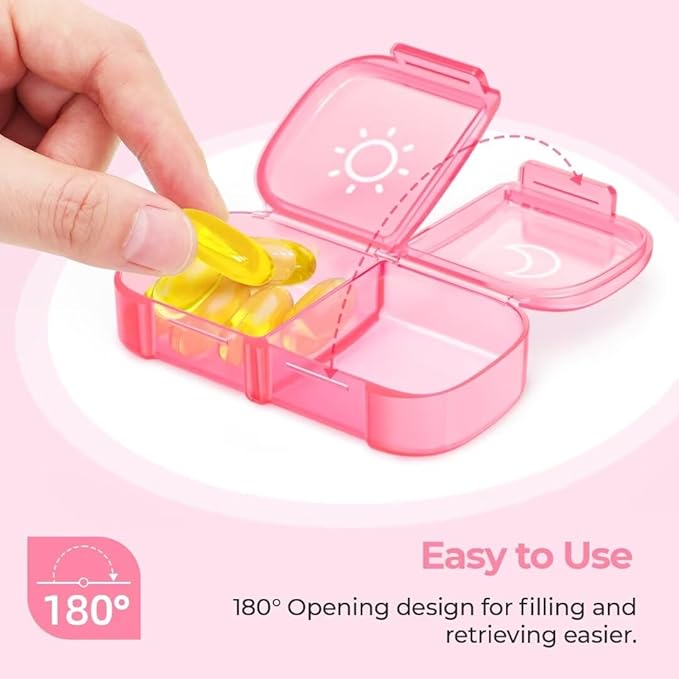 AUVON XL Weekly Pill Organizer 2 Times a Day, AM PM Pill Case with One-Side Large Opening for Easy to Use, Pill Box 7 Day Travel Medication Organizer for Medications, Vitamins, Fish Oils, Supplements