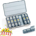 Weekly Pill Organizer,3-Times-A-Day 7 Day Pill Box Large Compartments, Removable Secured Outer Box Air Tight Travel Medicine Container for Purse, Pocket Vitamins Supplements Holder