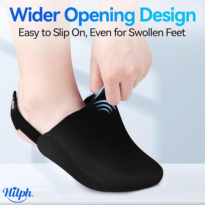 Hilph 1 Pair Foot & Toe Ice Pack Wrap for Broken Toes & Surgery Recovery, Wearable Forefoot Gel Ice Pack Cold Therapy Sock with Strap for Hammer Toe Injuries Reusable, Gout, Black