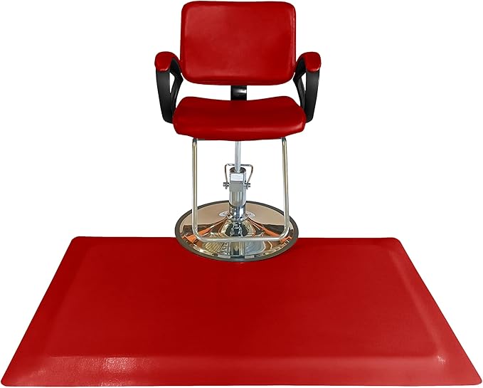 Rhino Mats, Rhino Hide Salon Mat, Non-Slip Standing Cushioned Comfort Anti-Fatigue Mat for Salon, Barbershop, or Spa (Red Rectangle, 3' x 5' x 1/2")