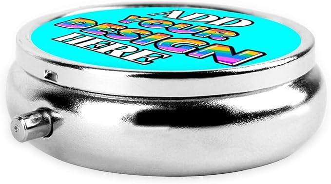 Custom Travel Pill Box, Medicine Pill Organizer Case Container Travel Pill Holder Vitamin for Boxes Med Wallet Portable Mini Pastillero Round, Cyan, Personalized Gifts