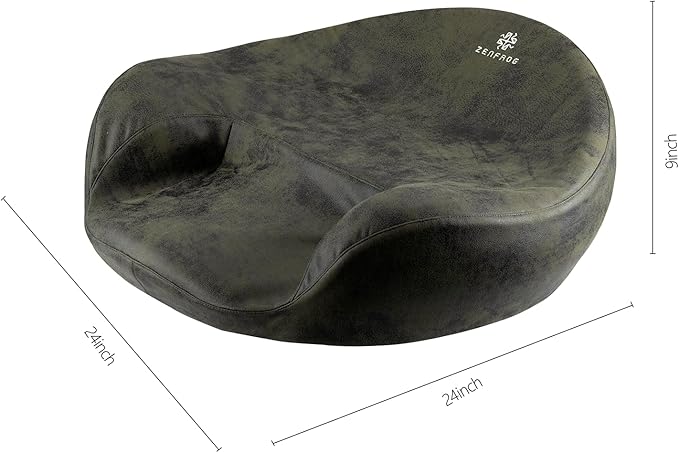 Ergonomic Meditation Cushion/Chair/Seat/Floor Pillow for Home/Office/Studio – Memory Foam, Removable & Washable Cover, Designed for Long Period Meditation Comfort (Dark Green)