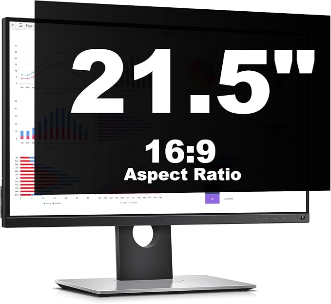 21.5 Inch Computer Privacy Screen Protector for 16:9 Widescreen Monitors-Anti-Glare & Blue Light Filter,Anti-Spy Film,Reduces Eye Strain (Fits Most Desktop Screens)