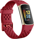 Getino Compatible Fitbit Charge Bands - Soft Breathable Replacement Sport Strap for Women & Men, Adjustable Wristbands for Fitbit Charge 5/6 Advanced Fitness Tracker, Red