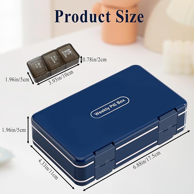 Supplement Vitamin Holder Weekly Pill Organizer Box,Pastilleros para Medicamentos,Vitamin Medicine Pills Organizer Case Container