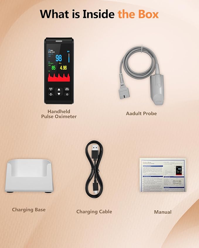 Pulse Oximeter Rechargeable Fingertip Pulse Ox, Handheld Pulse Oximeter, HealthTree Finger Blood Oxygen Saturation Monitor with SpO2 & Pulse Rate, Portable Oxygen Meter Finger for Adults