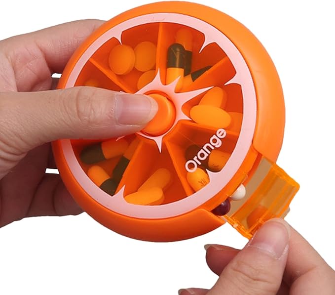 Weekly Pill Organizer - Eco-Friendly Round Pill Storage Box, Round Pill Organizer | 7-Compartment Weekly Pill Dispenser, Weekly Medication Organizer Suitable for vitaminn, Medication, and Candy