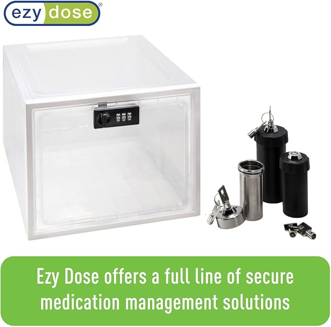 EZY DOSE Medication Lockbox, Secure Storage for Medication and Vitamins, Combination Lock, Large Capacity, Food Safe and BPA Free