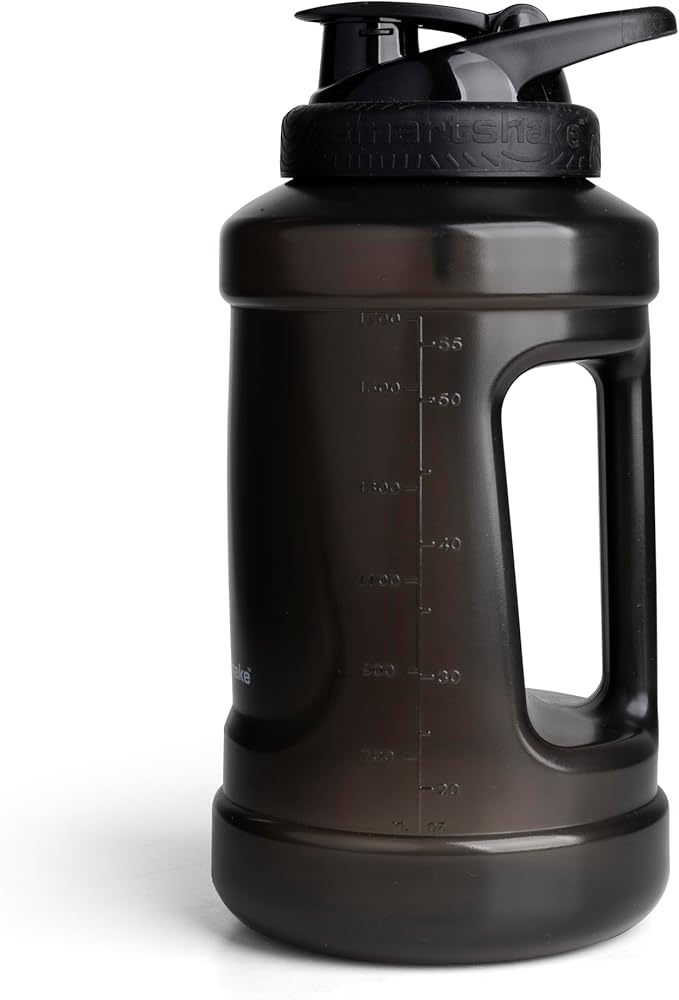 Smartshake Ultimate Jug 2100ml / 72 oz | Leak Proof Screw on lid - BPA Free, Sports Water Bottle - Perfect for Gym - 2.1 Litre Large Clear Container Sports Bottle - Black