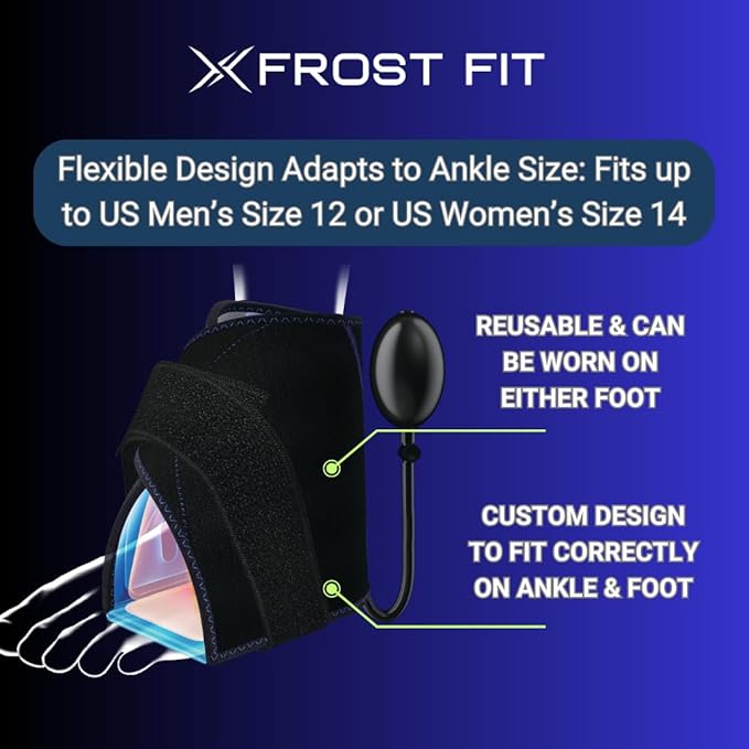Compression Ankle Ice Pack - Ice Compression Ankle Wrap for Pain Relief | Soft Cold Brace for Recovering Injuries | Support for Swelling, Sprains, & Fractures | Reusable Gel, Fits Small & Large Feet