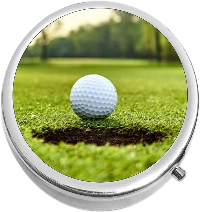 Golf Ball and Hole Medicine Vitamin Pill Box