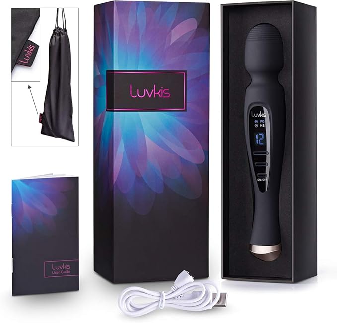 Cordless Wand Massager with 12 Speed Vibration Modes, USB magnetic Charger, Whisper Quiet, Waterproof, Handheld, Cordless for Neck Shoulder Back Body Massage, Sports Recovery & Muscle Aches - Black